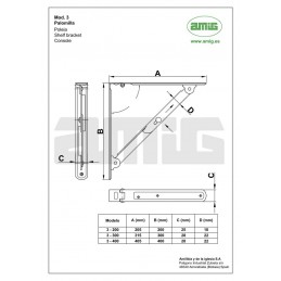 Wspornik półki składany stalowy biały 400x400mm mod. 3