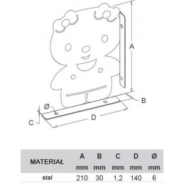 Wspornik półki dziecięcy stalowy czerwony 140x210 mm SUSY 14 (2 szt.)