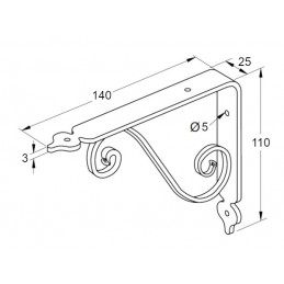 Wspornik półki stalowy brąz rustykalny 110x140mm TOSCANIA 14