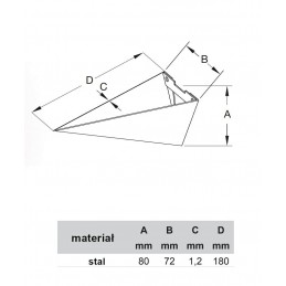 Wspornik półki stalowy niebieski 180x80 mm VOGUE