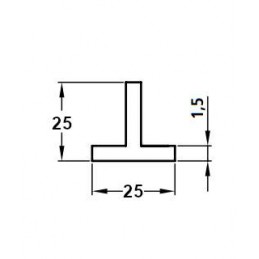Profil T 25x25mm dł. 2,5m aluminiowy biały lakierowany