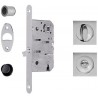 Zamek hakowy łazienkowy 50mm chrom mat + rozety kwadratowe mod. SCIVOLA A-T