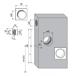 Uchwyt wpuszczany SCIVOLA-E kwadrat stal chrom satyna uchwyt na palec