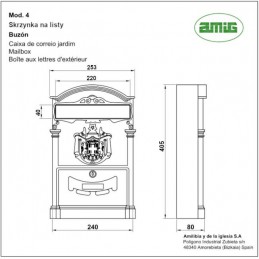 Skrzynka na listy 400x240x80mm czarna mod.4