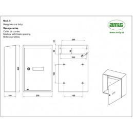 Skrzynka na listy 400x250x100mm biała mod.5