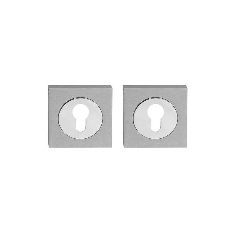 Szyld wkładki kwadrat 50x50mm chrom/chrom sat. 2szt. mod.211BIC