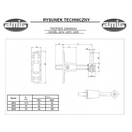 Trzpień zawiasu regul. 2974-25/52 fi9 cz 7028