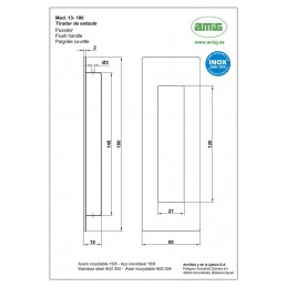 Uchwyt wpuszczany 180x60 inox mod.13