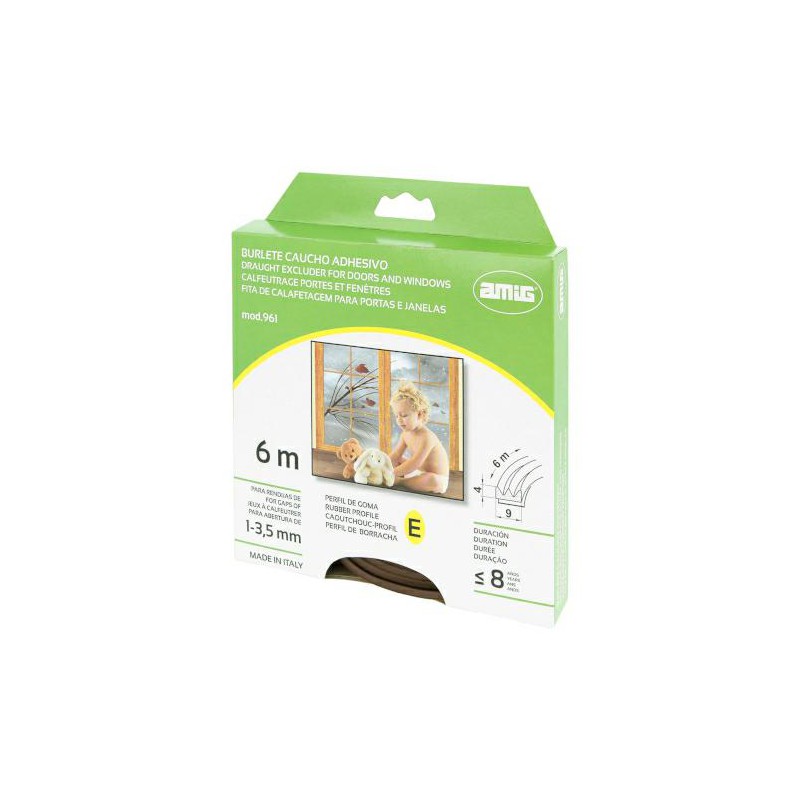Uszczelka okienna drzwiowa 9x4mm-6m brązowa mod.961