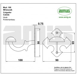 Wieszak ścienny rustykalny czarny pojedynczy 90x90mm mod.100