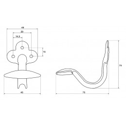 Wieszak stalowy cynkowany 75x49mm mod.2