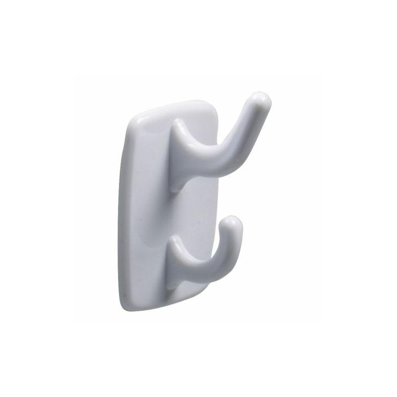 Wieszak przyklejany biały plastik 2 haczyki 40x24mm mod.204