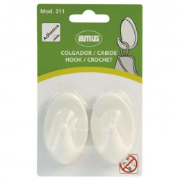 Wieszaki przyklejane 33x54mm białe plastik 2szt. mod.211 DIS