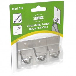 Wieszaki przyklejane/przykręcane 43x26mm stalowe chrom 3szt. mod.212 DIS