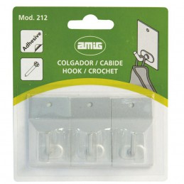 Wieszaki przyklejane/przykręcane 43x26mm stalowe srebrne 3szt. mod.212 DIS