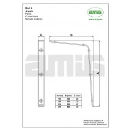 Wspornik półki aluminiowy czarny 200x300mm mod. 4
