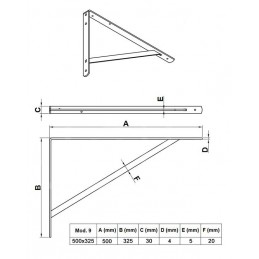 Wspornik półki wzmocniony stal biały 500x325mm mod. 9