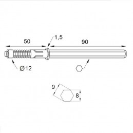 Wspornik półki wkręcany niewidoczny ukryty 12x100mm 10kg