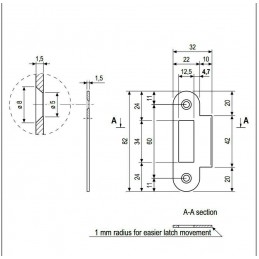 Zaczep zamka MEDIANA i CENTRO 22x82mm z najazdem 10mm biały