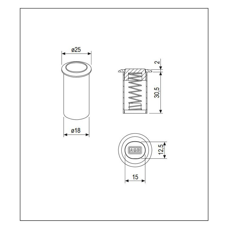 Zaczep tulejka ze sprężyną do zasuwy czołowej 12,5x15mm żółty ocynk