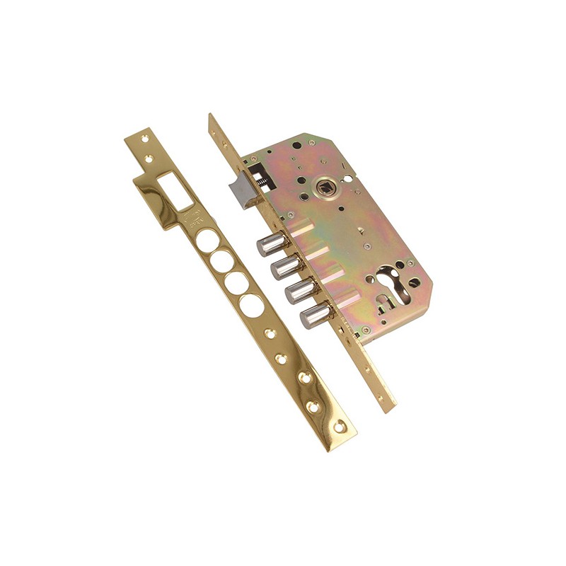 Zamek drzwiowy bolcowy na wkładkę 85/50 mosiądzowany mod. 100 BASE