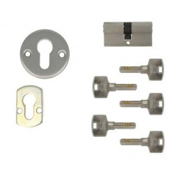 Zamek bolcowy na wkładkę 85/50 chrom mat mod. 120 z akcesoriami