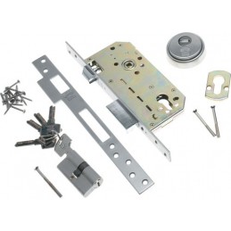 Zamek drzwiowy na wkładkę 85/50 INOX mod. 200 z akcesoriami