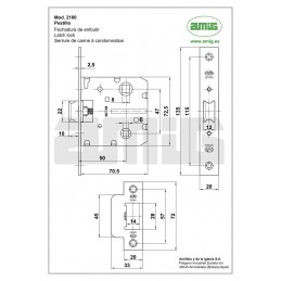 Zamek drzwiowy łazienkowy 47/50 czarny mod. 2100