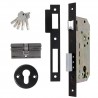 Zamek drzwiowy na wkładkę 85/50 czarny z akcesoriami mod. 340
