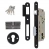Zamek drzwiowy na wkładkę 85/50 czarny z akcesoriami mod. 341