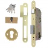 Zamek drzwiowy na wkładkę 85/50 mosiądzowany z akcesoriami mod. 341