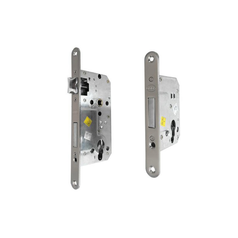 Zestaw zamek drzwiowy + dodatkowy na wkładkę nikiel satyna BETA + DELTA