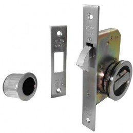 Zamek hakowy łazienkowy 45mm chrom mat mod. 510 + rozety WC