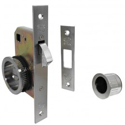Zamek hakowy łazienkowy 45mm chrom mat mod. 510 + rozety WC