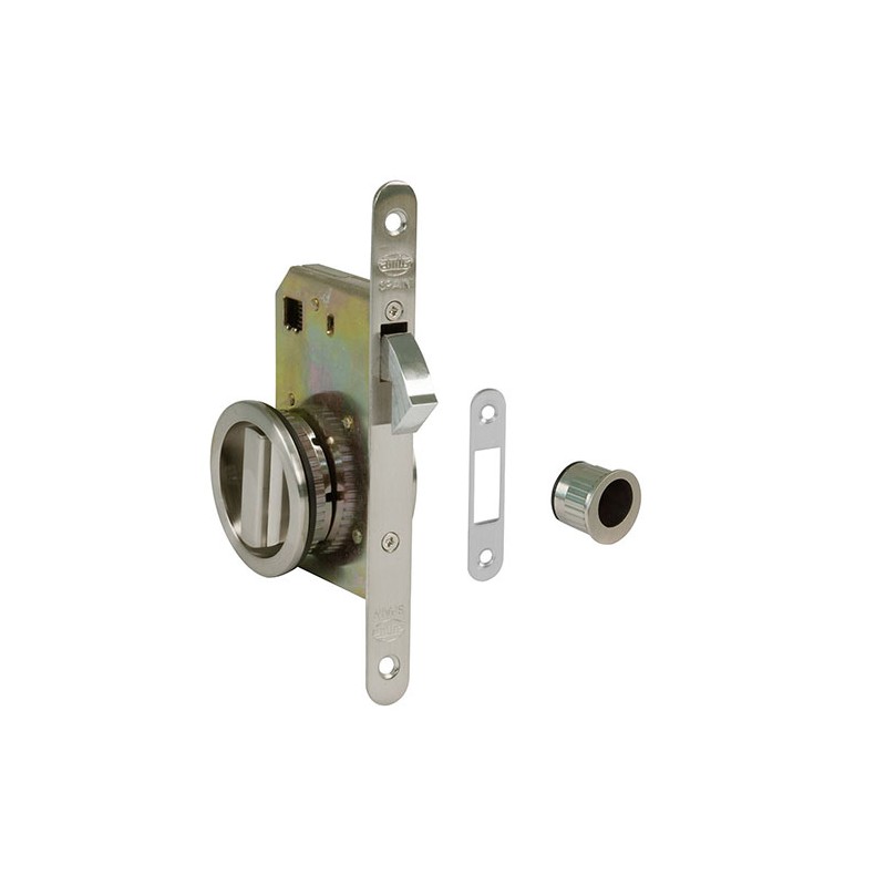 Zamek hakowy łazienkowy 50mm F16 chrom mat + rozety WC mod. 611