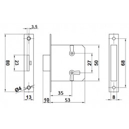 Zamek meblowy mosiężny 35mm mosiężny mod. 8