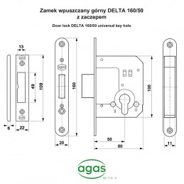 Zamek wp. DELTA 50 160/20 z zacz nik.sat z wkrętami