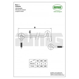 Zamknięcie hakowe, haczyk 200mm z oczkiem czarny mod.7 DIS