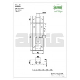 Zasuwka 501-100 aluminium złota