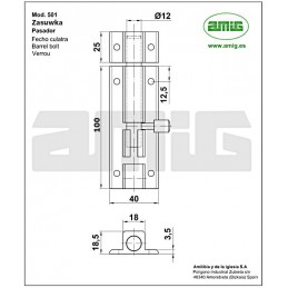 Zasuwka aluminium złota 100mm mod.501 DIS