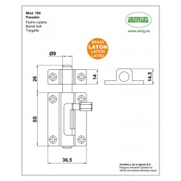 Zasuwka 700-80 mosiądz chrom mat Cena do wyczerpania zapasów