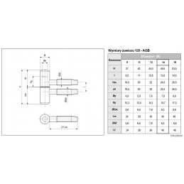 Zawias wkręcany 14x50mm biały AGB mod. 120