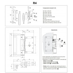 Zawias do drzwi wejściowych wpuszczany D20 z regulacją srebrny mod. R4-10