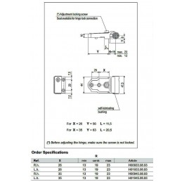 Zawias czarny 26x56x19x47,5 lewy czarny