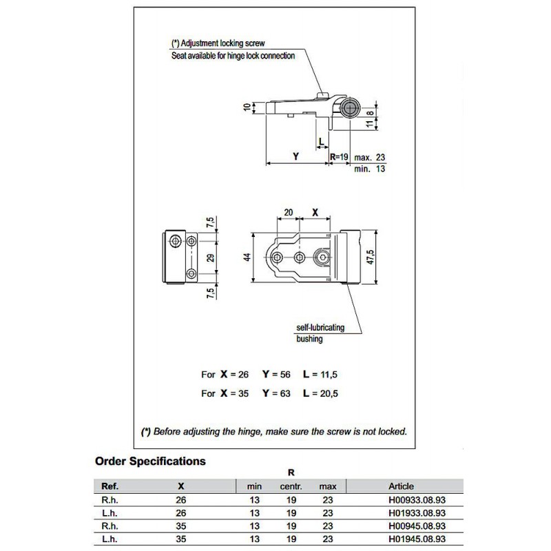 Zawias czarny 35x63x19x47,5 prawy