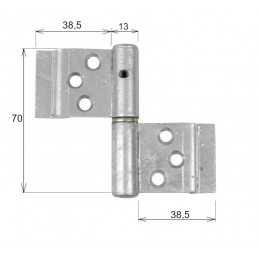 Zawias IPA 11171-70 mosiężny trzpień Lewy galwanizowany