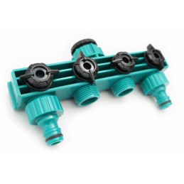 Złącze do kranu, adapter, czwórnik z zaworami ABS mod.2071