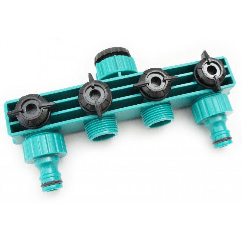 Złącze do kranu, adapter, czwórnik z zaworami ABS mod.2071