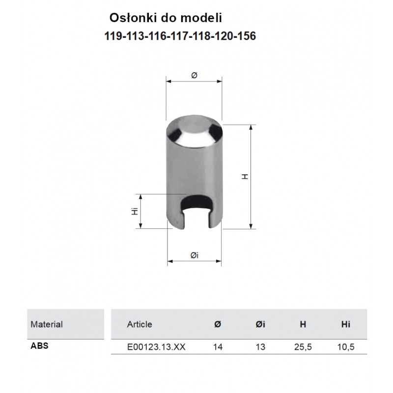 Osłonka zaw.płas.119.. 13mm mosiądz