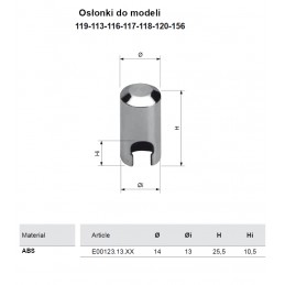 Osłonka zaw.płas.119.. 13mm czarna